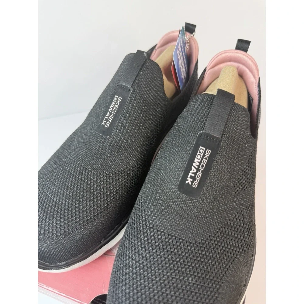 Skechers Go Walk 6 Glimmering‎ Black Pink Womens Wide Slip On Shoes Size 8